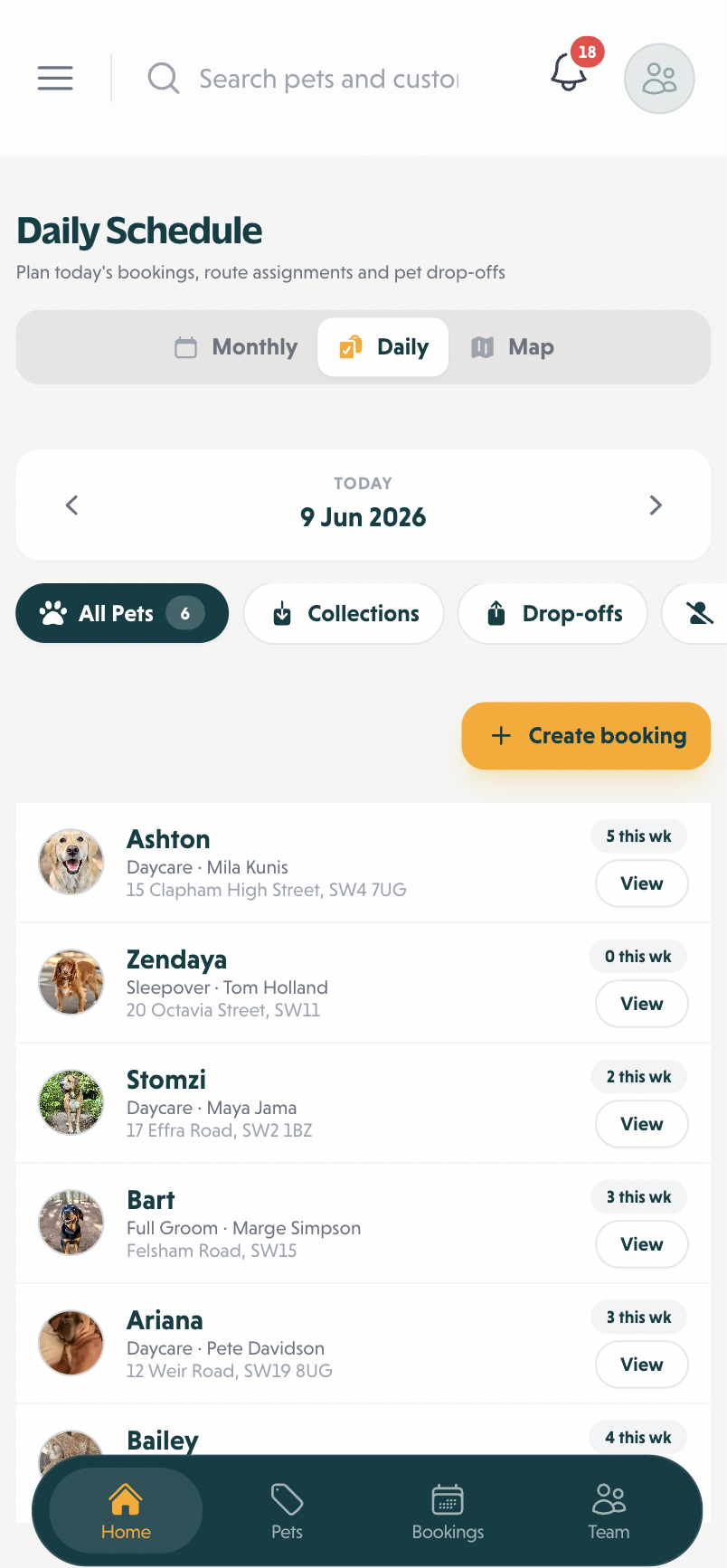 Genera mobile daily schedule
